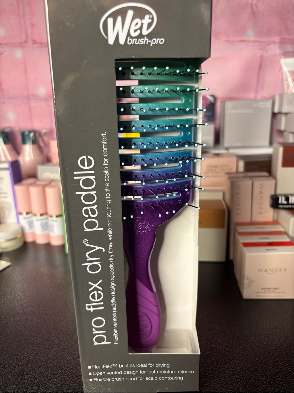 Wet Brush Pro Flex Dry Paddle Brush — Purple with Teal Accents